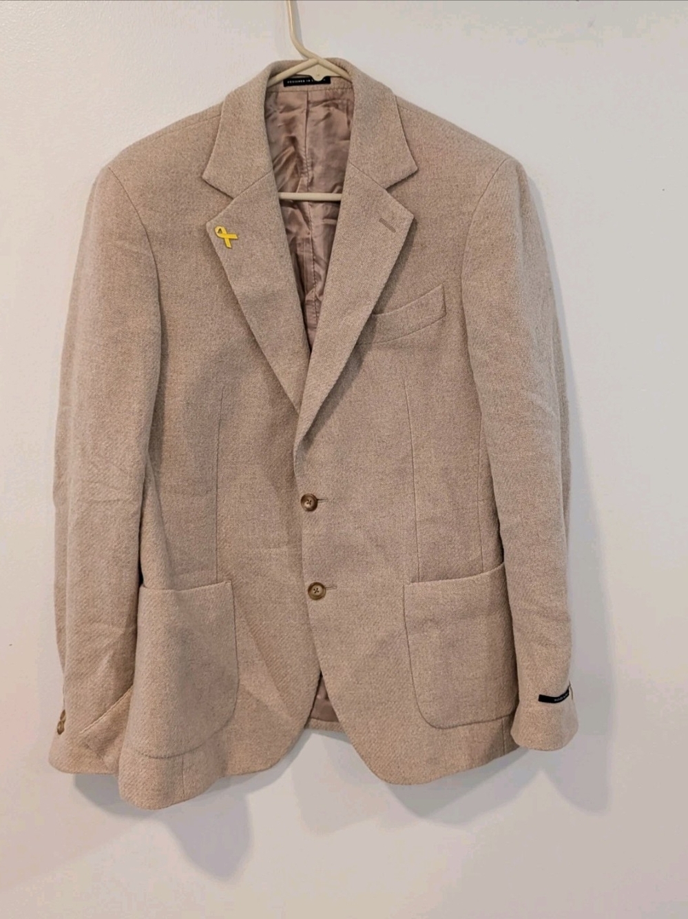 Light Beige Men's Wool Blend Blazer